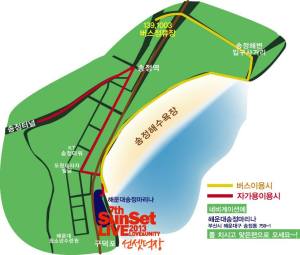 The festival will be held in the blue area at the bottom of the map. Show this to your taxi driver.